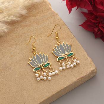 Grey color lots design meenakari earrings 2