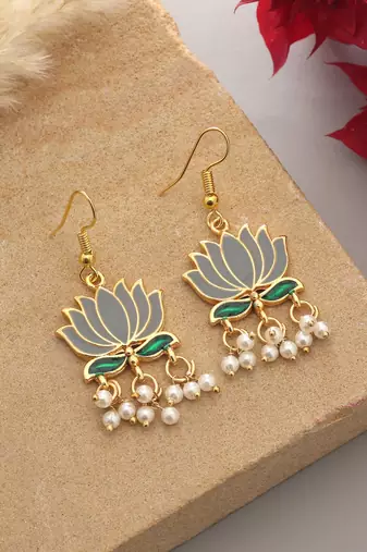 Grey color lots design meenakari earrings