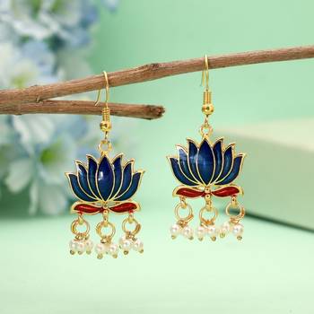 Blue color lots design meenakari earrings 1