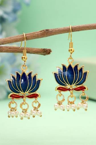 Blue color lots design meenakari earrings