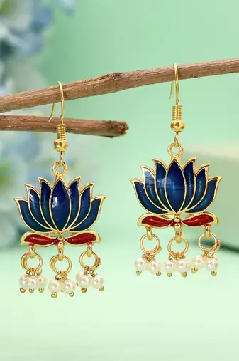 Blue color lots design meenakari earrings