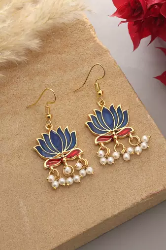Blue color lots design meenakari earrings