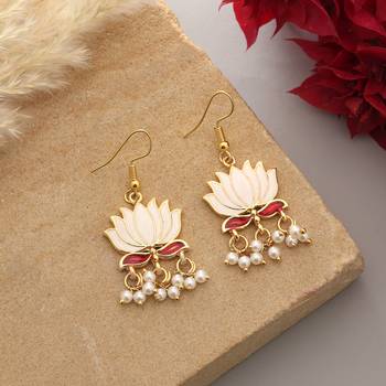 White color lots design meenakari earrings 2