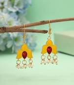 Yellow color meenakari earrings