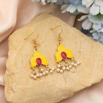 Yellow color meenakari earrings 2