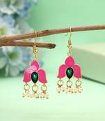 Pink color meenakari earrings