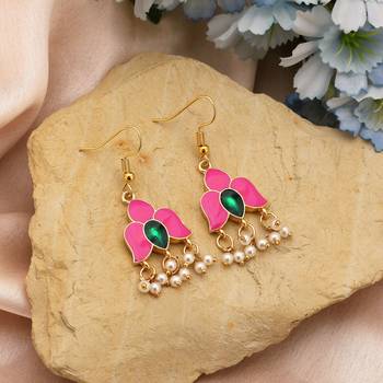 Pink color meenakari earrings 2