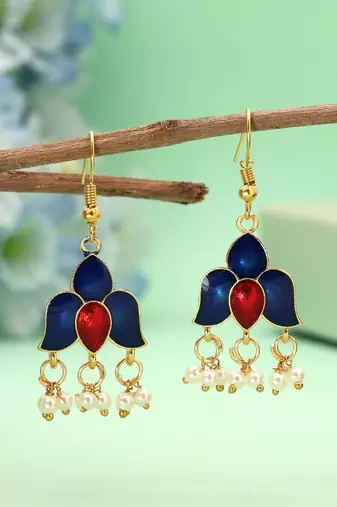 Blue color meenakari earrings