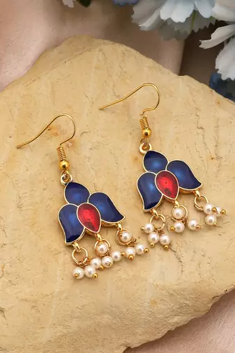 Blue color meenakari earrings