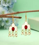 White color meenakari earrings