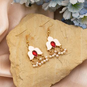 White color meenakari earrings 2