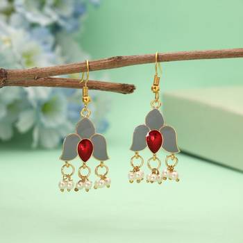 Grey color meenakari earrings 1