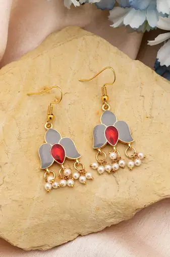 Grey color meenakari earrings