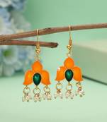 Orange color meenakari earrings