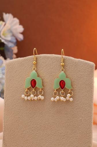 Pista green color meenakari earrings