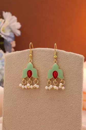 Pista green color meenakari earrings