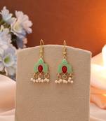 Pista green color meenakari earrings