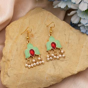 Pista green color meenakari earrings 2