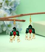 Green color meenakari earrings
