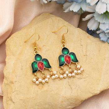 Green color meenakari earrings 2