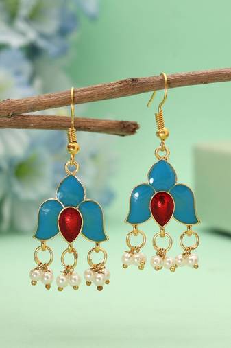 Turquoise color meenakari earrings