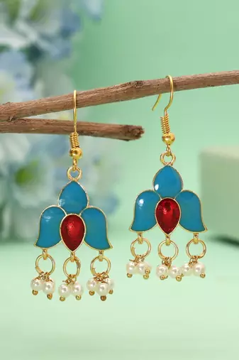 Turquoise color meenakari earrings