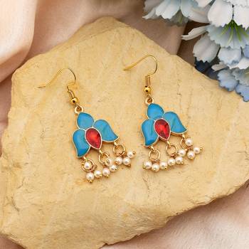 Turquoise color meenakari earrings 2