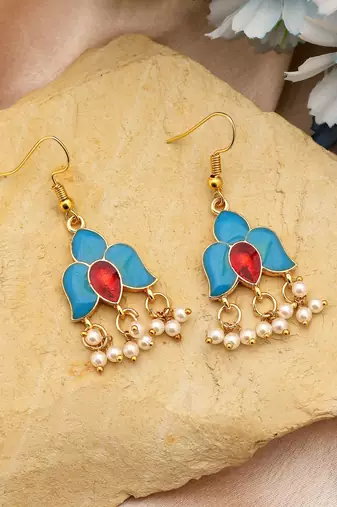 Turquoise color meenakari earrings
