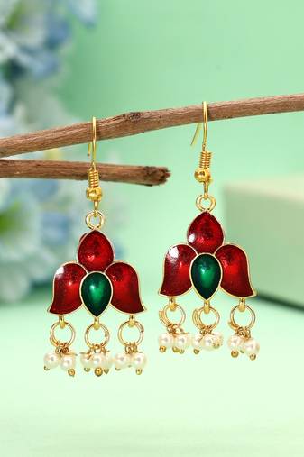 Maroon color meenakari earrings
