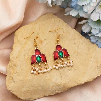 Maroon color meenakari earrings 2