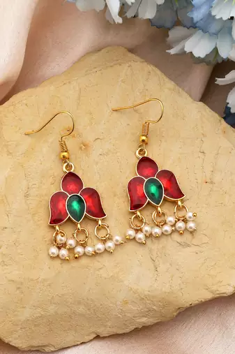 Maroon color meenakari earrings