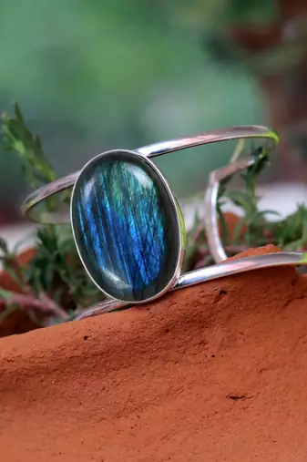 Labradorite stone bracelet | handmade 925 sterling silver jewelry | boho gemstone healing bracelet | gift for her