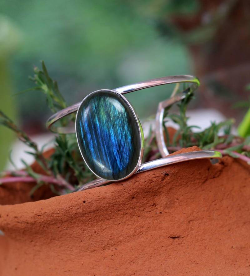 Labradorite stone bracelet | handmade 925 sterling silver jewelry | boho gemstone healing bracelet | gift for her