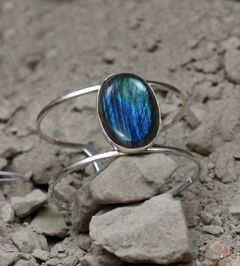 Labradorite stone bracelet | handmade 925 sterling silver jewelry | boho gemstone healing bracelet | gift for her 2