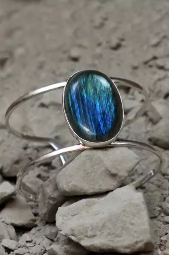 Labradorite stone bracelet | handmade 925 sterling silver jewelry | boho gemstone healing bracelet | gift for her