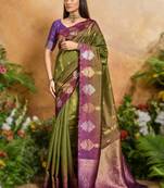 elegant handloom weaving paper silk blend saree