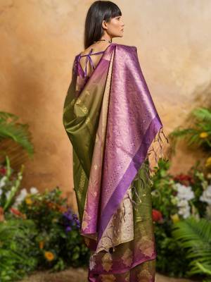 elegant weaving paper silk blend saree 2