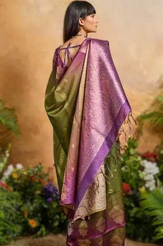 elegant weaving paper silk blend saree