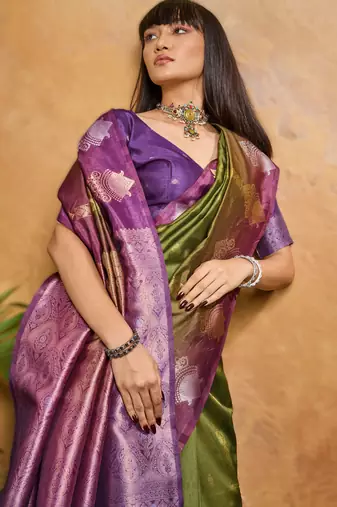 elegant weaving paper silk blend saree