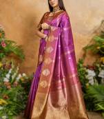 elegant handloom weaving paper silk blend saree
