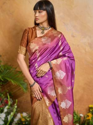 elegant weaving paper silk blend saree 3
