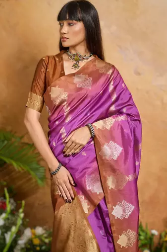 elegant weaving paper silk blend saree