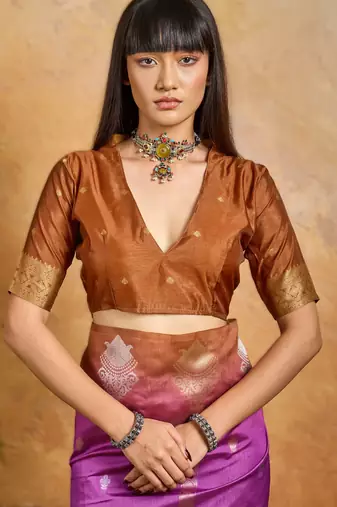 elegant weaving paper silk blend saree