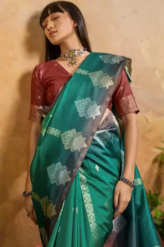 elegant weaving paper silk blend saree