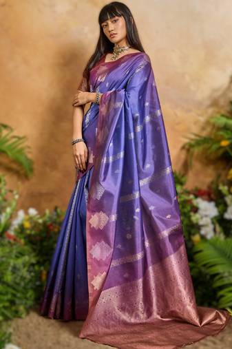 elegant handloom weaving paper silk blend saree
