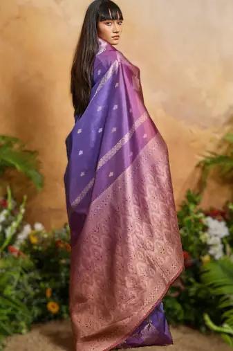 elegant weaving paper silk blend saree