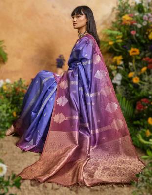 elegant weaving paper silk blend saree 3