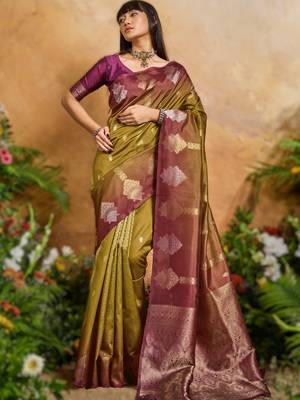 elegant weaving paper silk blend saree 1
