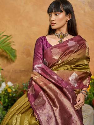 elegant weaving paper silk blend saree 3