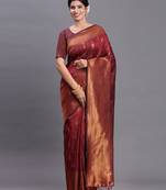 Brown silk saree with blouse